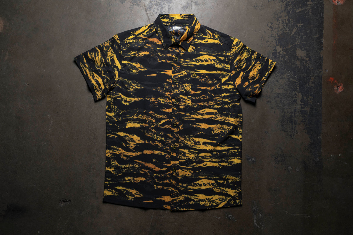 Gold Tiger Stripe Button Down