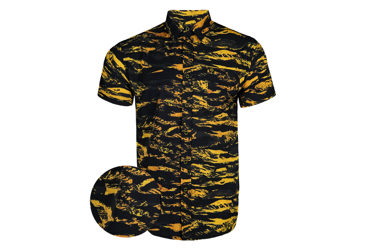 Gold Tiger Stripe Button Down