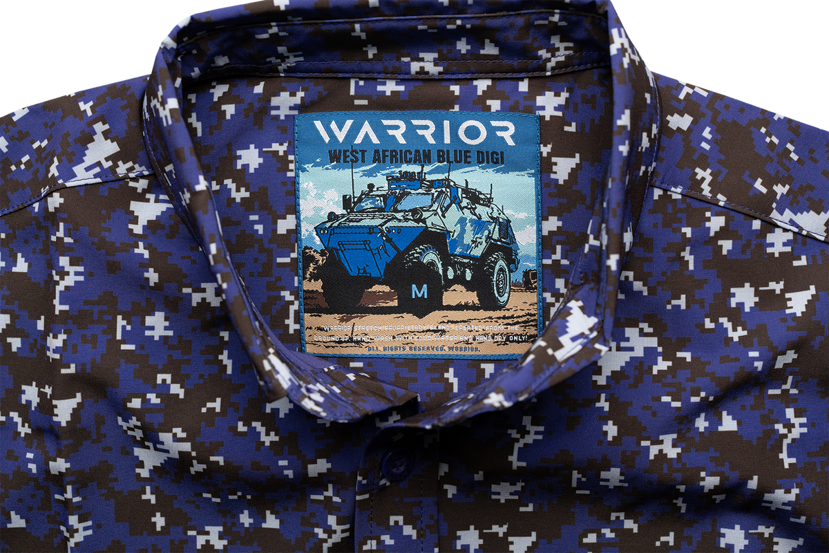 West African Blue Digi Button Down FINAL SALE