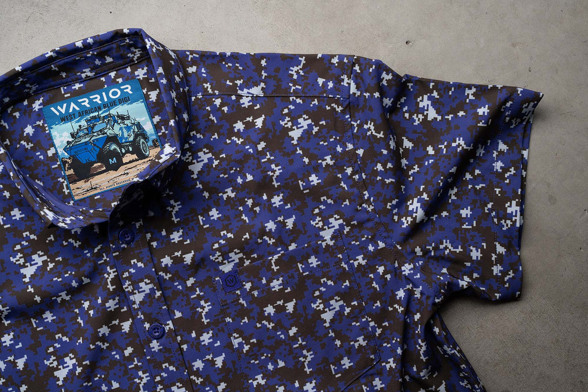 West African Blue Digi Button Down FINAL SALE