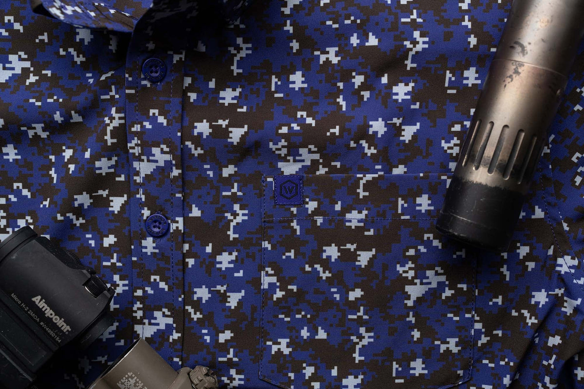 West African Blue Digi Button Down FINAL SALE