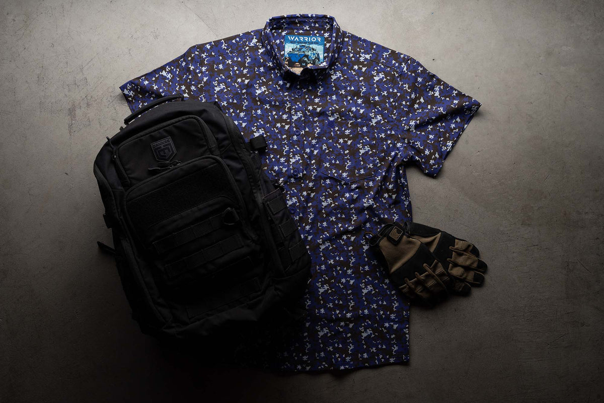 West African Blue Digi Button Down FINAL SALE