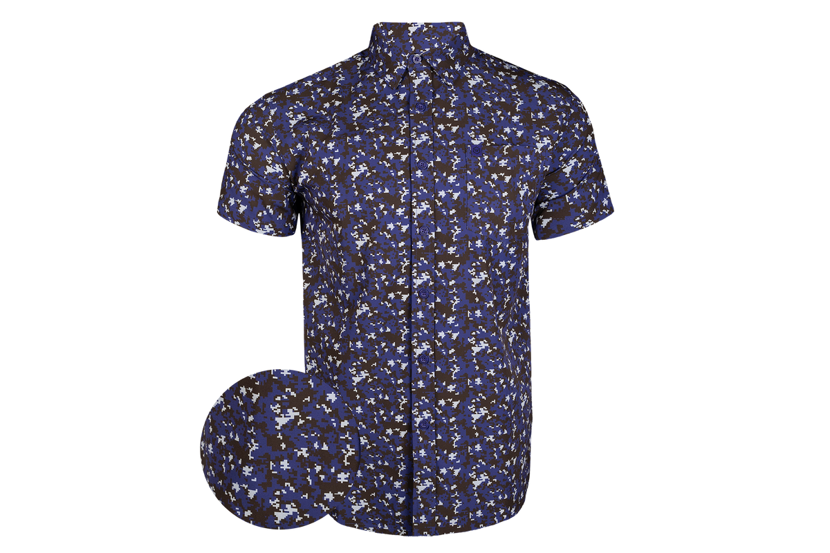 West African Blue Digi Button Down FINAL SALE
